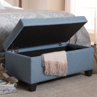 Baxton Studio WS-20091-Light Blue-OTTO Michaela Modern and Contemporary Light Blue Fabric Upholstered Storage Ottoman